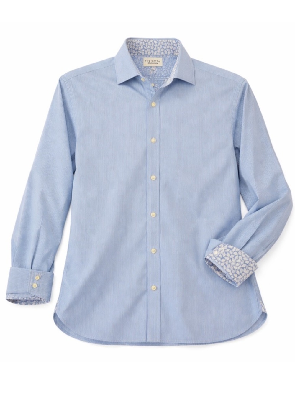 Ted Baker Endurance Blue Striped Dress Shirt 16.5 34/35 Cotton Contrast Cuff